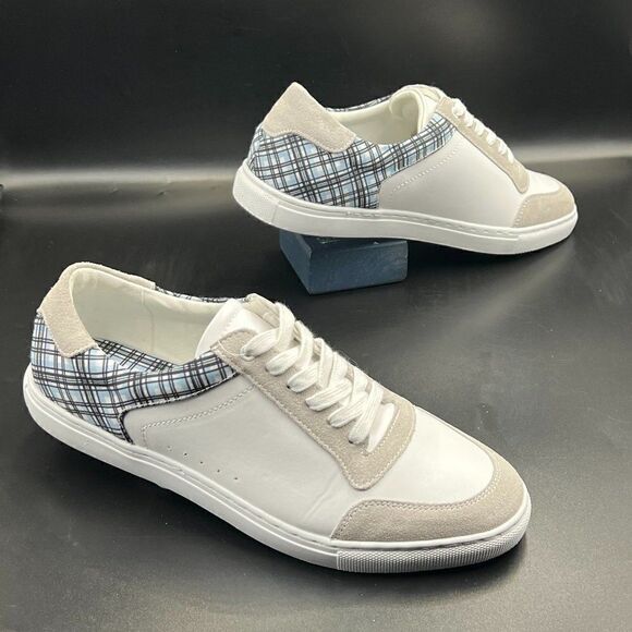 Nick Graham Plaid Leather Sneakers - Picture 6 of 10